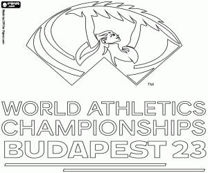 desenho de Logo Campeonato Mundial de Atletismo 2023 para colorir