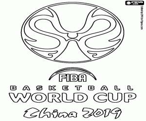 desenho de Logo Copa Mundial de Basquetebol 2019 para colorir