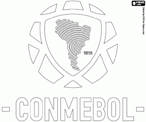 desenho de Logo da Conmebol, futebol sul-americano para colorir