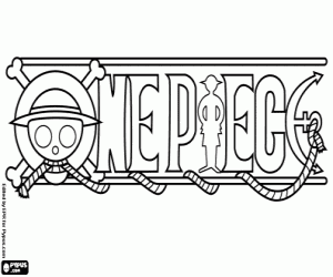 desenho de Logo de One Piece, mangás japoneses para colorir