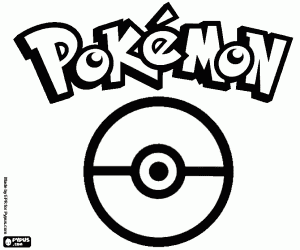 desenho de Logo de Pokemon e Pokeball para colorir