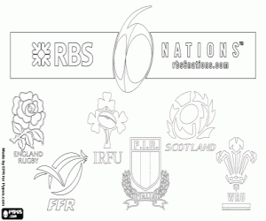 desenho de Logo do seis nações de rugby para colorir