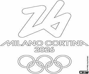 desenho de Logo dos Jogos Olímpicos de Milão-Cortina 2026 para colorir