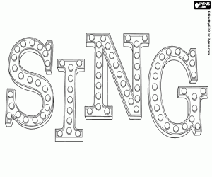 desenho de Logo original de Sing, em inglês para colorir