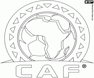 desenho de Logotipo da CAF, futebol na África para colorir