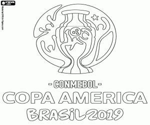 desenho de Logotipo da Copa América Brasil 2019 para colorir