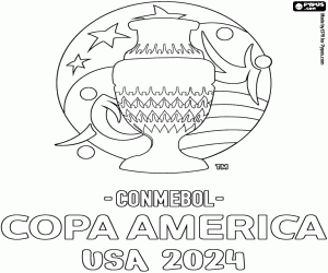 desenho de Logotipo da Copa América EUA 2024 para colorir