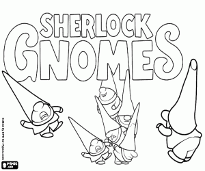 desenho de Logotipo de Sherlock Gnomes com gnomos para colorir