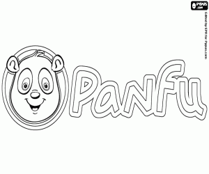 desenho de Logotipo do Panfu com o panda para colorir