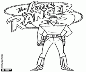 desenho de Lone Ranger com o logotipo para colorir
