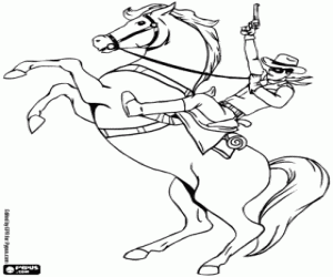 desenho de Lone Ranger e Silver em ação para colorir