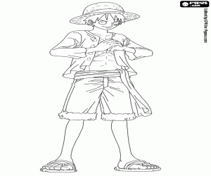 desenho de Luffy em One Piece Novo Mundo para colorir