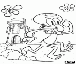 desenho de Lula Molusco foge de casa para colorir