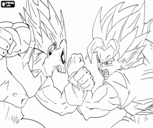 desenho de Luta entre Goku e Vegeta para colorir