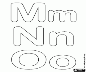 desenho de M, N, O, letras do alfabeto bolha para colorir