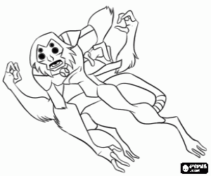 desenho de Macaco-Aranha, um alien do Ben 10 para colorir