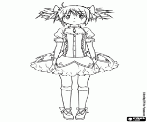desenho de Madoka Kaname, personagem de anime para colorir
