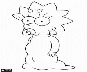 desenho de Maggie Simpson com sua chupeta para colorir