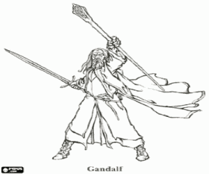 desenho de O mago do anel, Gandalf para colorir
