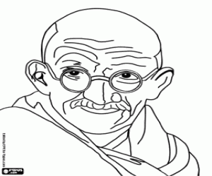desenho de Mahatma Gandhi, a luta pacífica para colorir