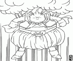 desenho de Majin Boo na primeira forma para colorir