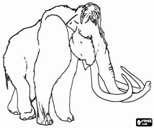 desenho de Mamute lanoso da era do gelo para colorir
