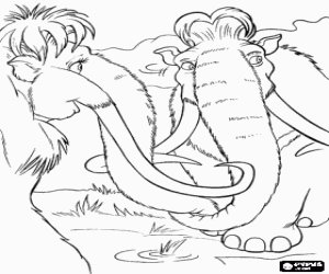 desenho de Os mamutes Manny e Ellie para colorir