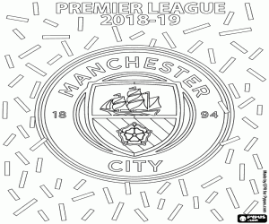 desenho de Manchester City, campeão 2018 / 19 para colorir