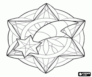 desenho de Mandala com a estrela de Natal para colorir