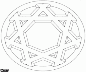 desenho de Mandala circular de estilo Escher para colorir