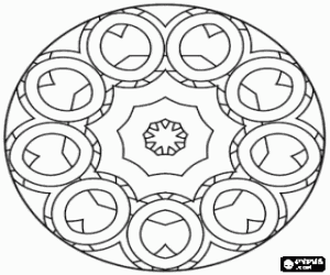desenho de Mandala com anéis para colorir
