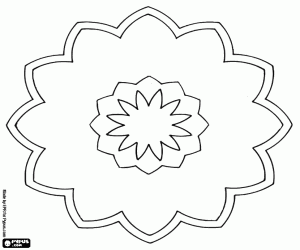 desenho de Mandala de flor em forma de estrela para colorir