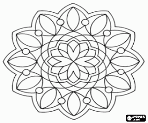 desenho de Mandala de flore para colorir