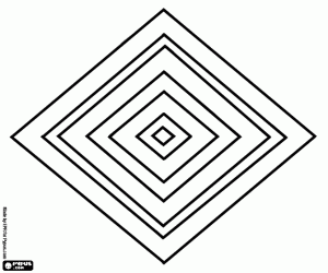 desenho de Mandala de quadrados concêntricos para colorir