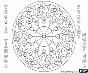 desenho de Mandala de velas em tcheco para colorir