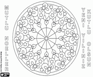 desenho de Mandala de velas em Turco para colorir