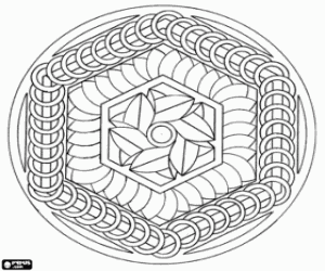 desenho de Uma mandala com hexágonos para colorir