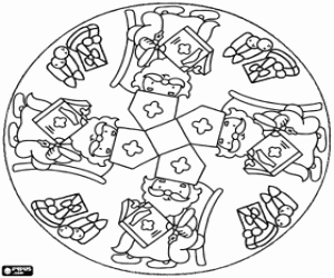 desenho de Uma mandala com São Nicolau para colorir