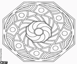 desenho de Mandala octogonal para colorir