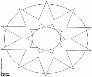 desenho de Uma mandala com dois sóis para colorir