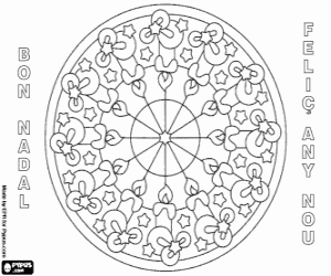 desenho de Mandala com velas em catalão para colorir