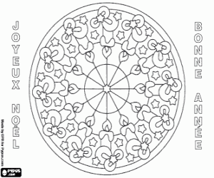 desenho de Mandala com velas, em francês para colorir