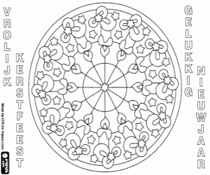 desenho de Mandala com velas em Holandês para colorir