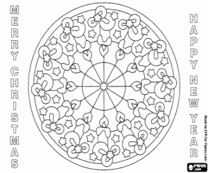 desenho de Mandala com velas em inglês para colorir