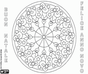 desenho de Mandala com velas em Italiano para colorir