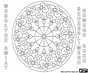 desenho de Mandala com velas em polaco para colorir