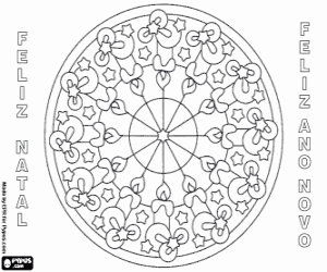 desenho de Mandala com velas em Português para colorir