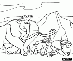 desenho de Manny, Sid e Diego, Ice Age para colorir
