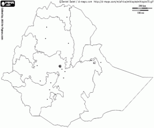 desenho de Mapa da Etiópia para colorir
