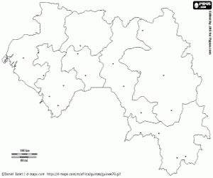 desenho de Mapa da Guiné para colorir